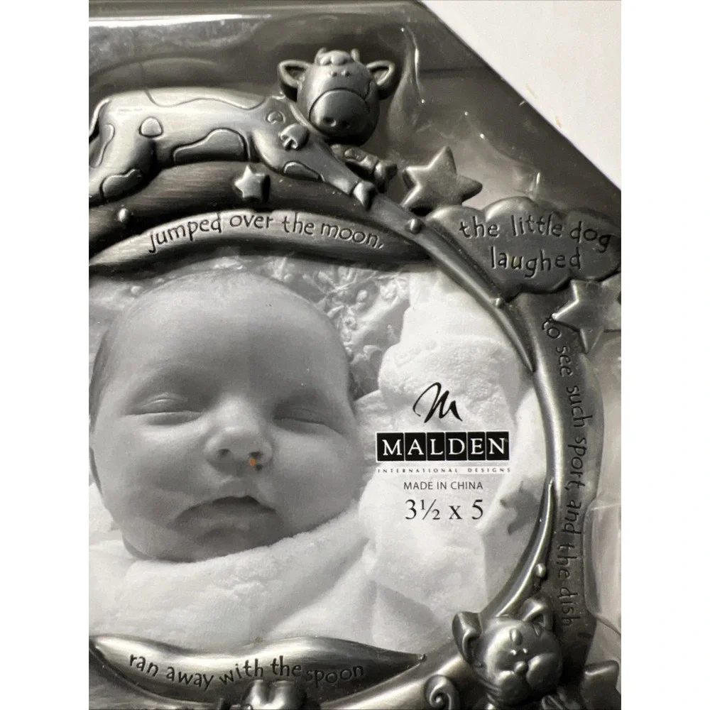 The Cow Jumped Over The Moon Pewter Frame Photo Size 3.5